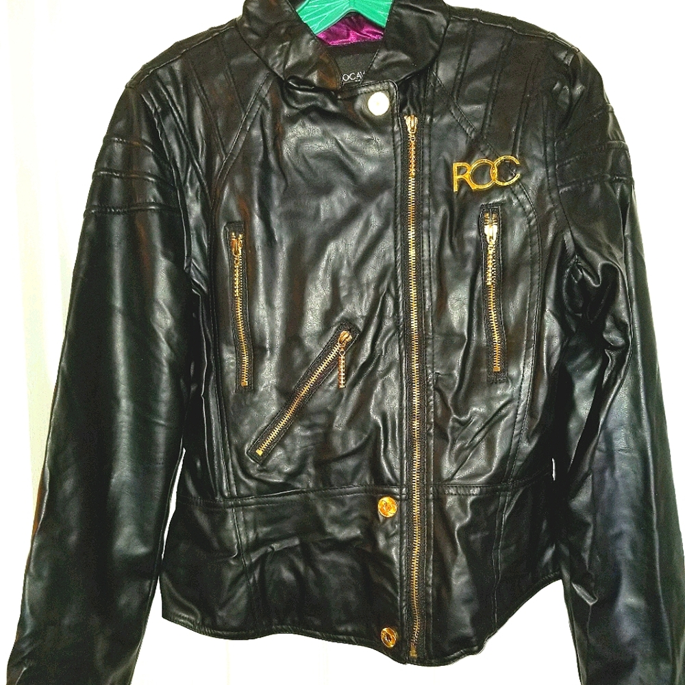 Leather Rocawear Zip Up Jacket